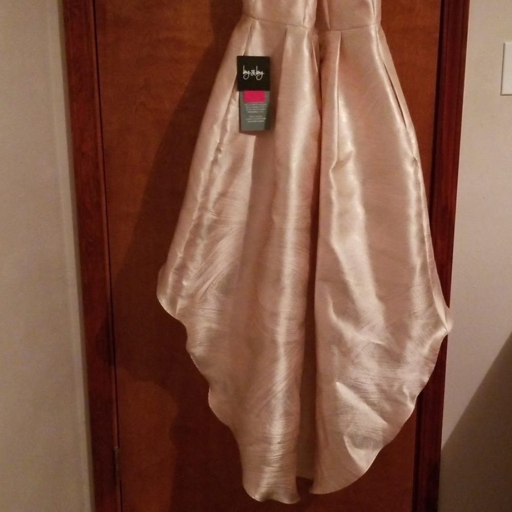 High-low pale pink & silver dress w/pockets - Picture 4 of 8